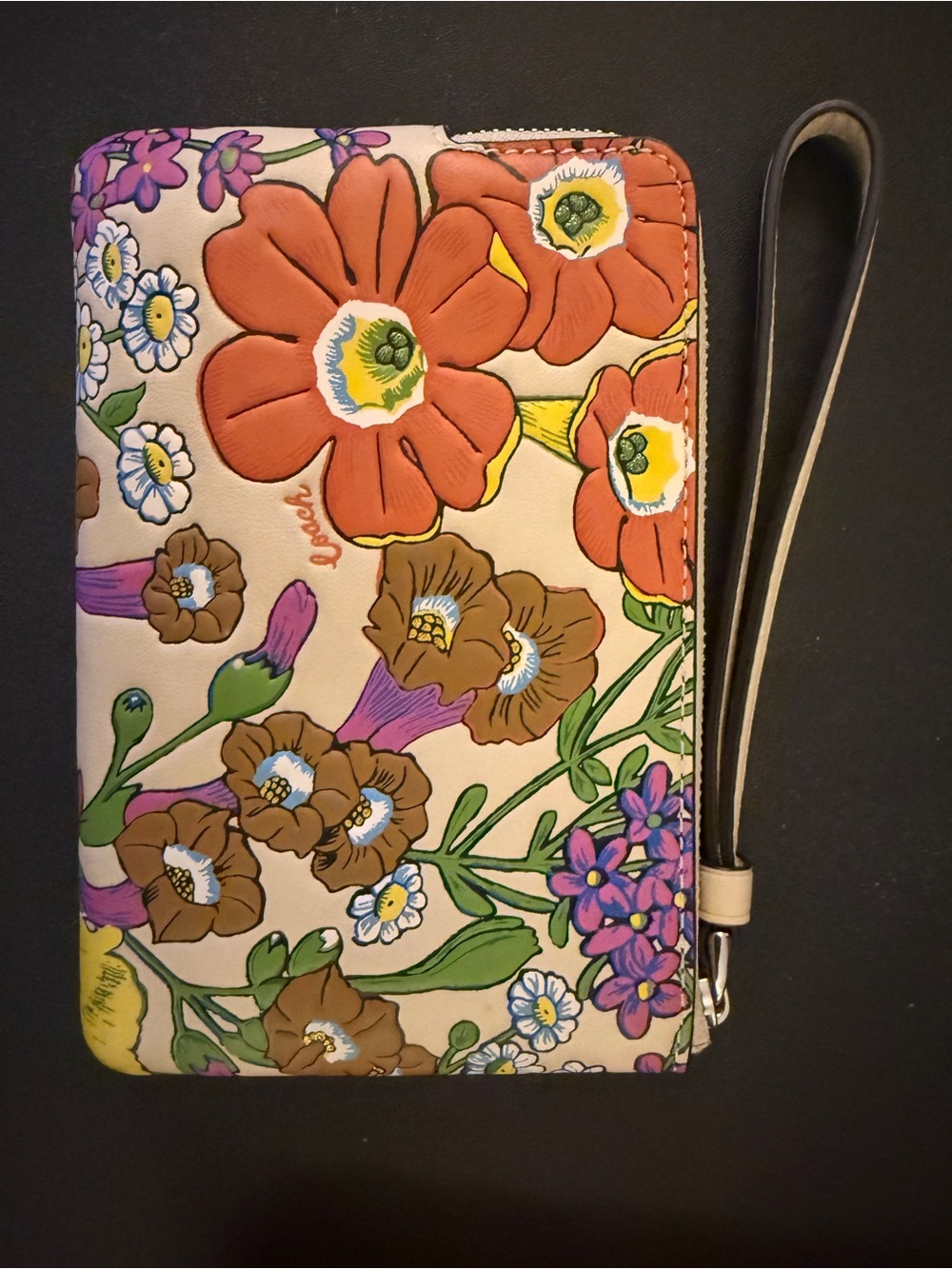 Coach Floral Wristlet Clutch in Cream, Orange, Pink and Yellow - Picture 4 of 4